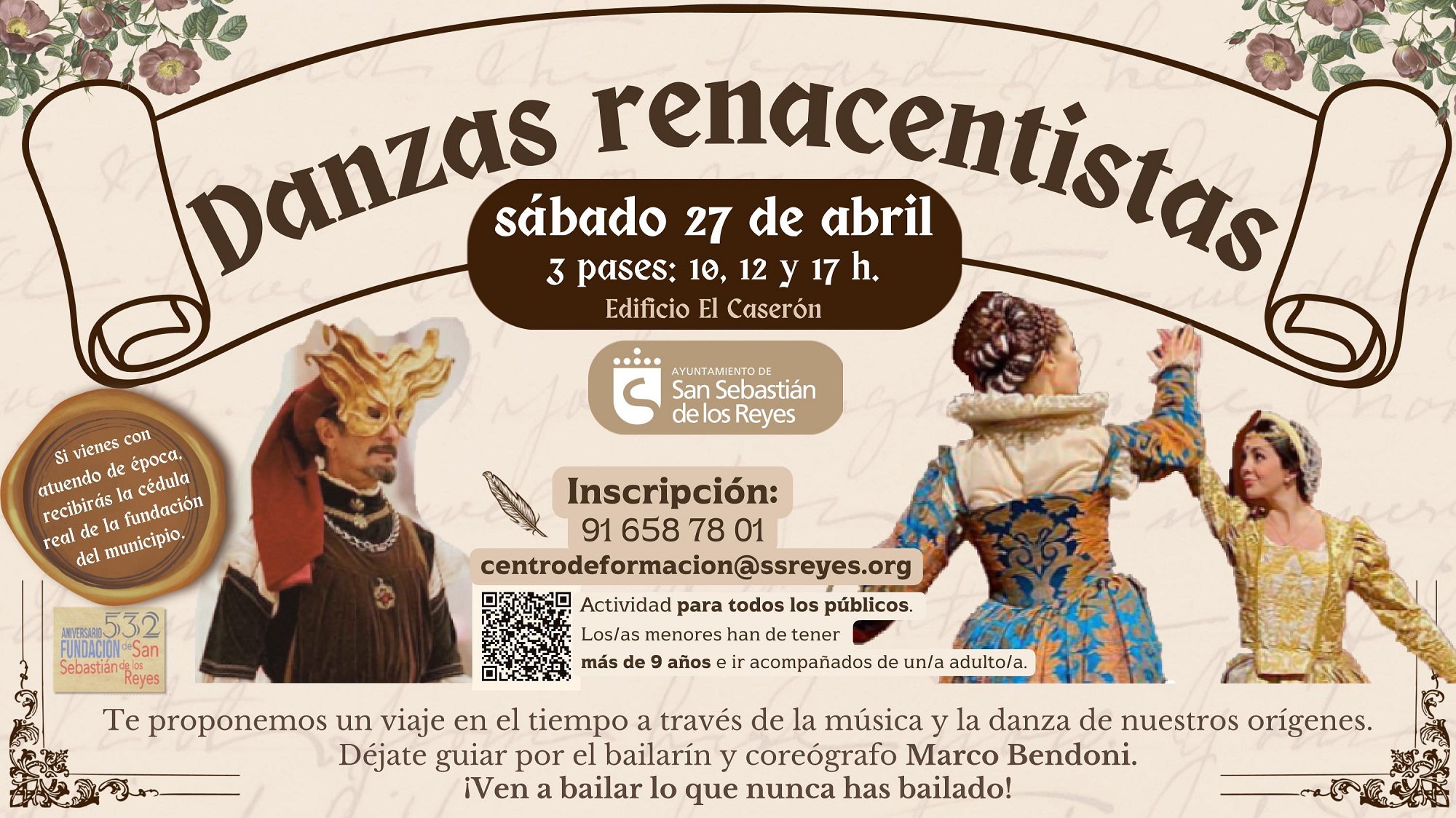 San Sebastián de los Reyes propone clases de danzas renacentistas por el aniversario de su fundación