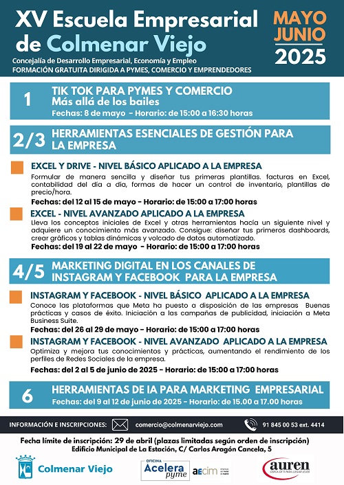 Escuela Empresarial Colmenar Viejo imparte cursos orientación gratis
