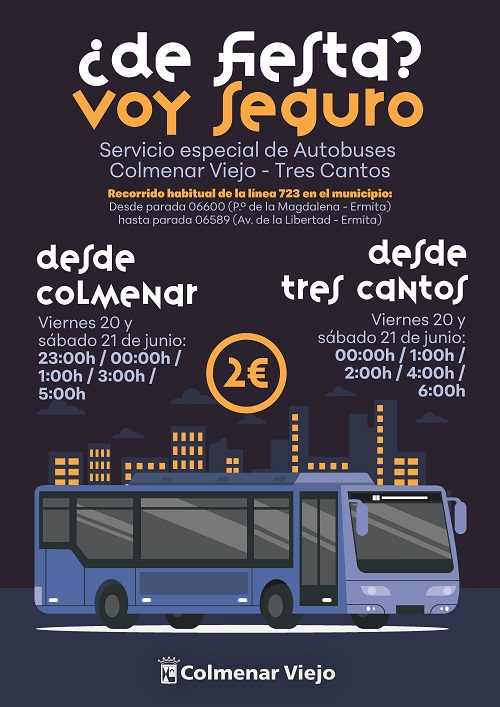 Colmenar Viejo pone servicio especial buses Fiestas Tres Cantos