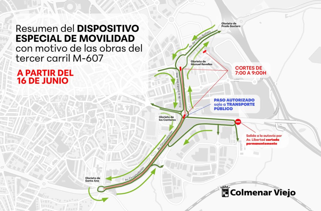 Policia Colmenar Viejo activa dispositivo especial de movilidad por obras M-607
