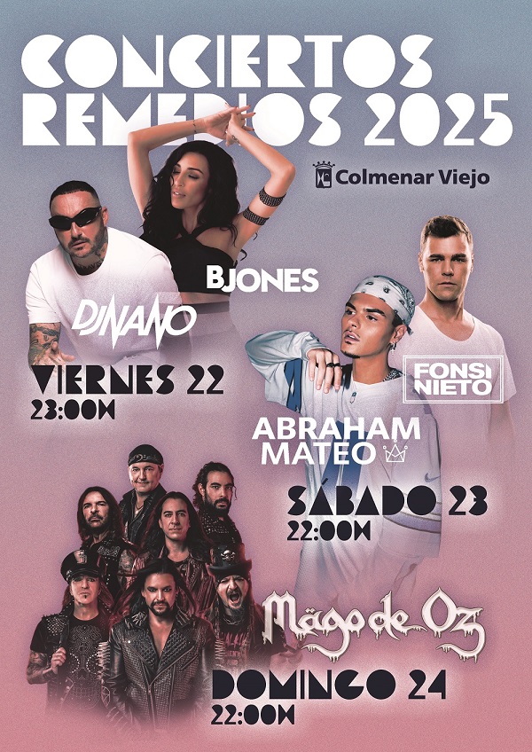 Abraham Mateo, Mago de Oz, Fonsi Nieto, DJ Nano y BJones actuarán en las Fiestas Patronales de Colmenar Viejo