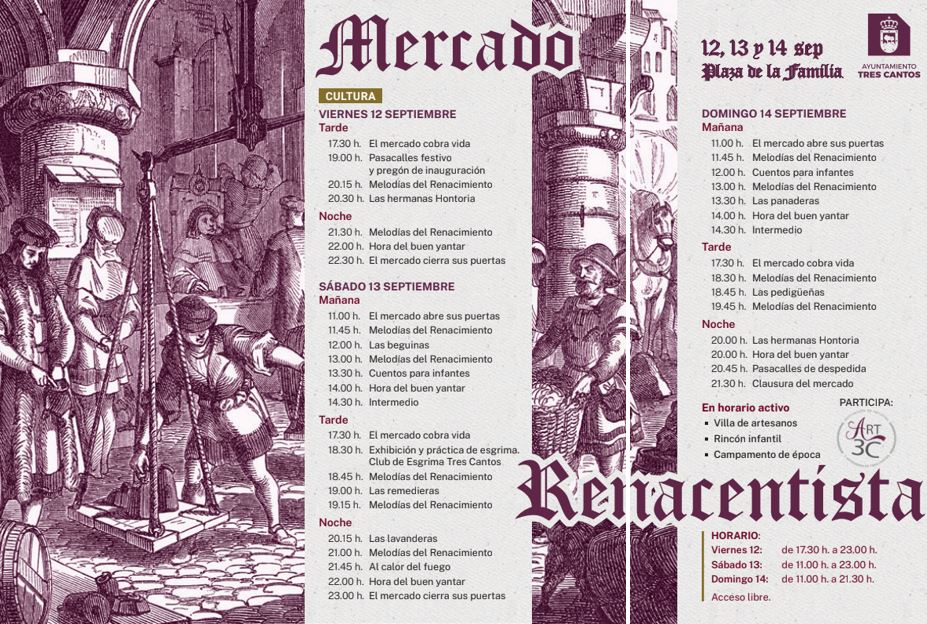 Tres Cantos acoge el Mercado Renacentista del 12 al 14 septiembre