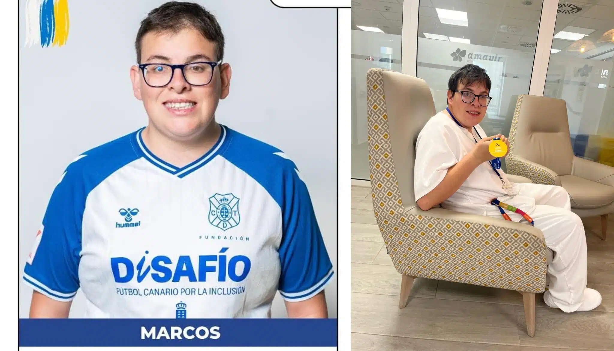 Marcos Hernández, de Amavir Santa Cruz, disputa la Liga Genuine Moeve de fútbol para personas con discapacidad intelectual