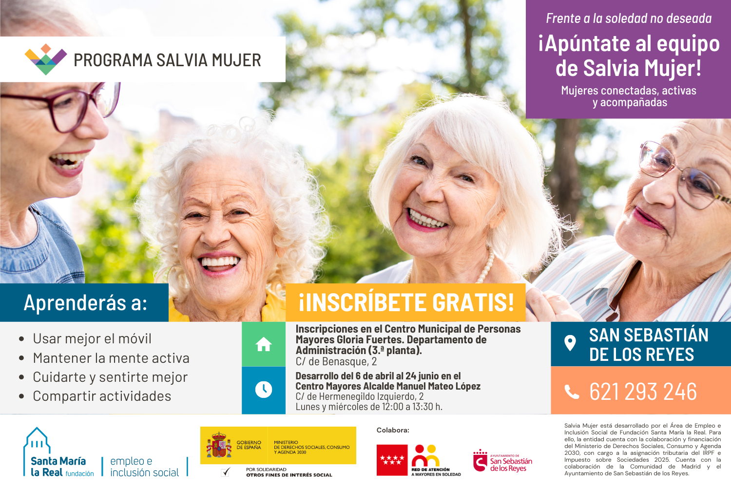 Proyecto "Salvia Mujer" para combatir la soledad de Mujeres en Sanse