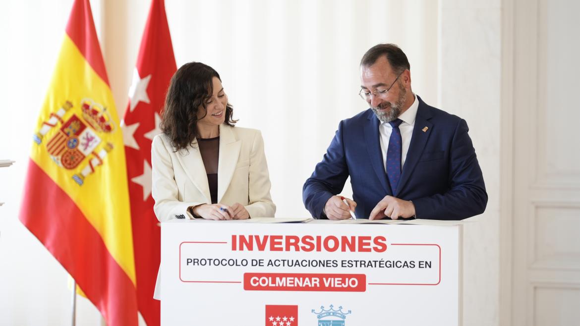 Díaz Ayuso firma Protocolo Inversiones 180M€ para Colmenar Viejo
