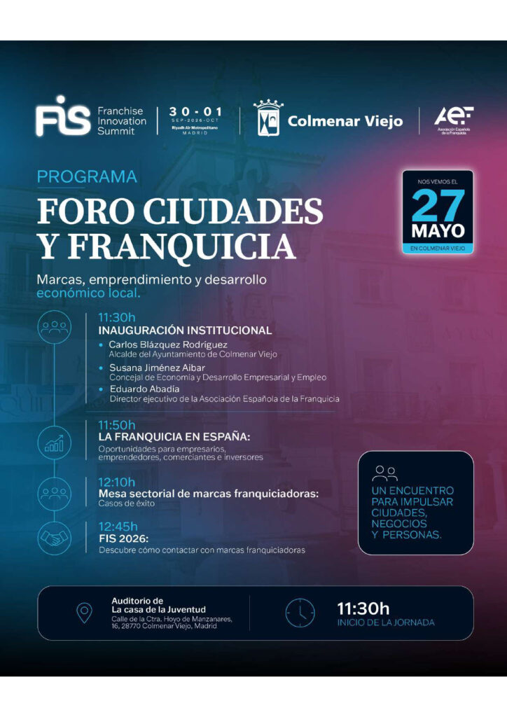 Colmenar Viejo acoge Foro "Ciudades y Franquicia" 27 de Mayo