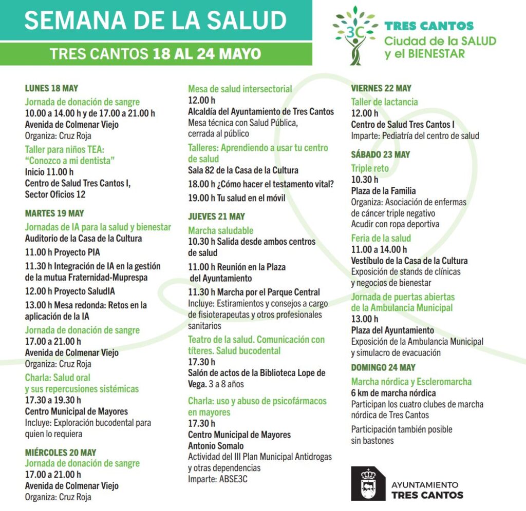 Tres Cantos celebra Semana de la Salud del 19 al 24 de Mayo