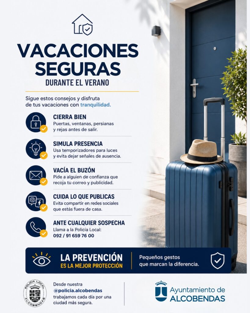 Recomendaciones Policía Alcobendas para unas Vacaciones Seguras