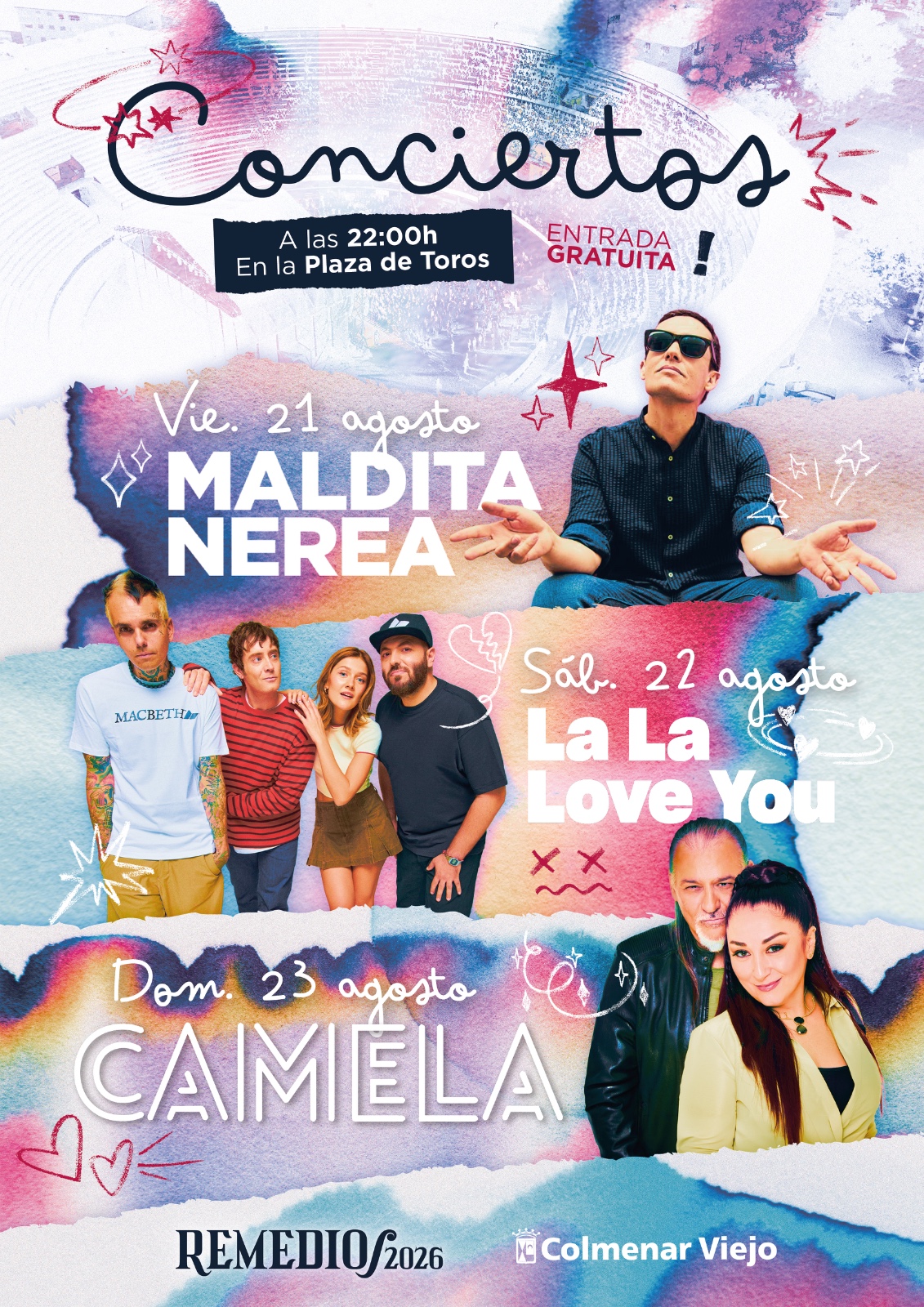 Maldita Nerea, La La Love You y Camela actuarán en Fiestas Colmenar Viejo